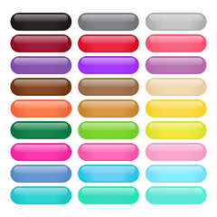 Colorful Round Rectangle Glossy Buttons, Vector illustration