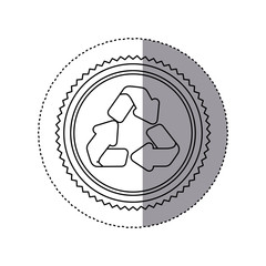 sticker monochrome of circular frame with recycling symbol vector illustration