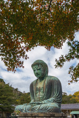 Japan travel in autumn season,Great Buddha of Kamakura (Kamakura Daibutsu),Bronze statue of Amida Buddha in Kotokuin Temple, Kamakura, Kanagawa, Japan
