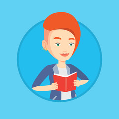 Student reading book vector illustration.