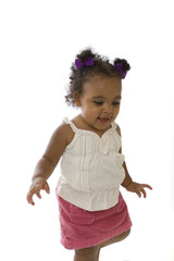 Little girl smiling isolated on white.