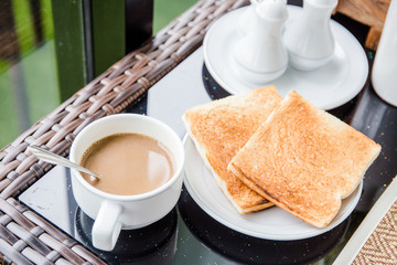 morning breakfast with bread