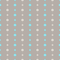 Abstract seamless pattern. Lines with circles endless background. Grey blue and white design. Contemporary texture