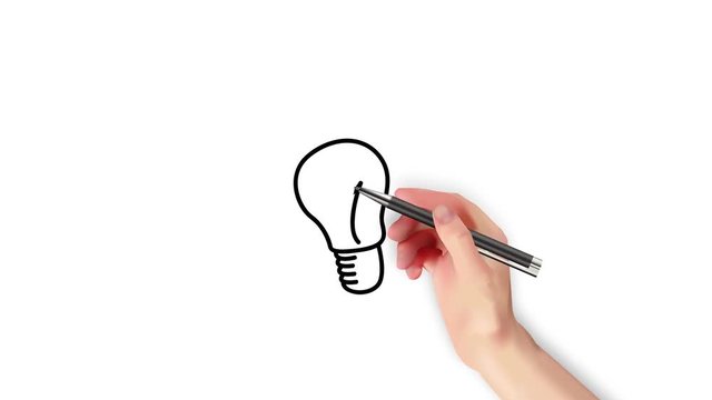 hand drawing a light bulb animation 4K