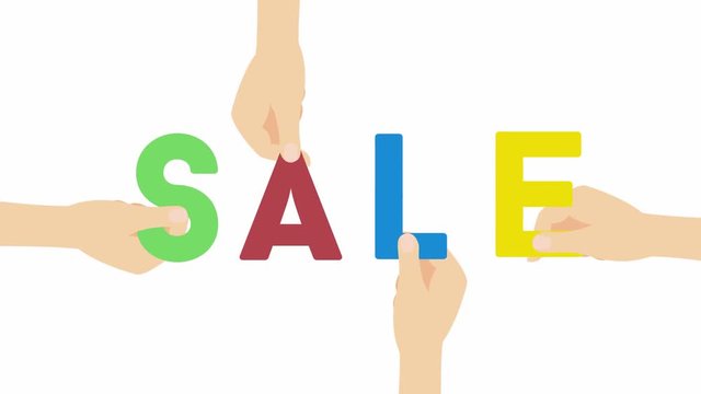 SALE - hands holding letters video with alpha channel