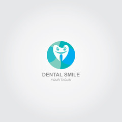 Happy tooth cartoon vector illustration, flat cheerful healthy tooth with smile face