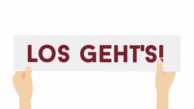 Los geht's - H&auml;nde mit Schild 4K