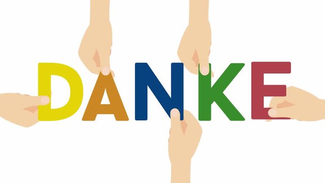 Danke - 4K Animation H&auml;nde mit Buchstaben