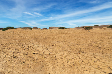 cracked soil near mekong river at Hat Chom Dao beach grand canyon in Thailand 