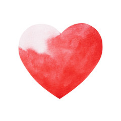 red love heart watercolor painting hand drawn design illustration