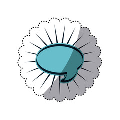 blue sticker oval shape dialog box with lines around vector illustration