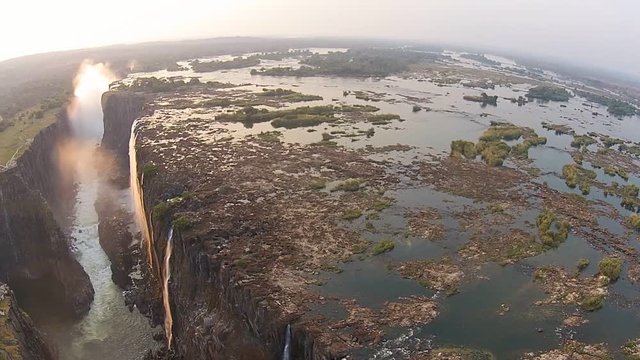Victoria Falls and Zambezi River Aerial Footage