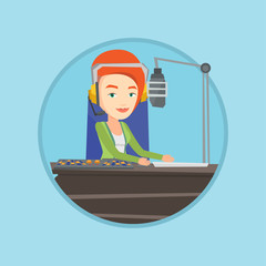 Female dj working on the radio vector illustration