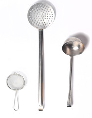 Eating utensils for food preparation: ladle, strainer.