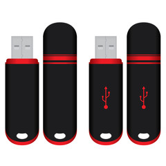 Flash Drive Black template Memory isolated on white background.