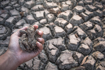 Crack soil drought area on hand.