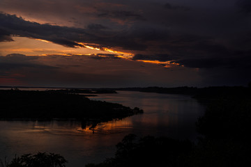 Fototapeta na wymiar Sunset Over Lake At Lakes Entrance