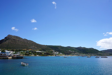 Beautiful landscape of the coast with peak background in Cape town