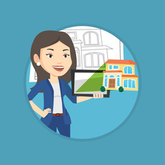 Businesswoman presenting report on tablet computer