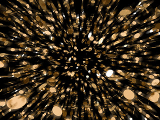 Gold glitter texture on a black background. 3D render