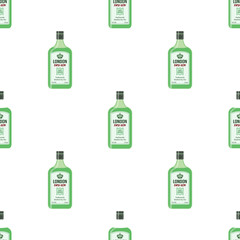 Dry gin bottles seamless pattern. Alcohol drink flat style design