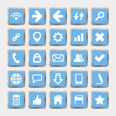 Square icons social media and internet