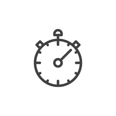 Chronometer, stopwatch line icon, outline vector sign, linear style pictogram isolated on white. Symbol, logo illustration