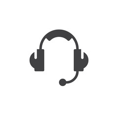 Headset, Customer support icon vector, filled flat sign, solid pictogram isolated on white. Symbol, logo illustration