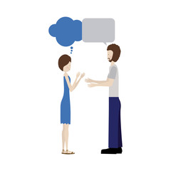 Fototapeta na wymiar people couple together chat bubble icon, vector illustration