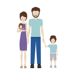 people couple with their children icon, vector illustration image