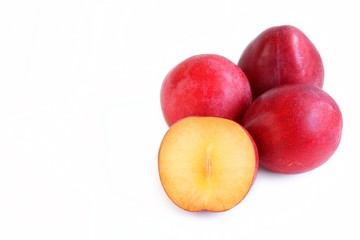 Fresh Plum on White Background
