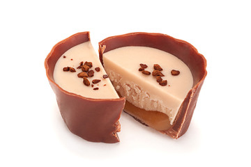 Chocolate candy on white