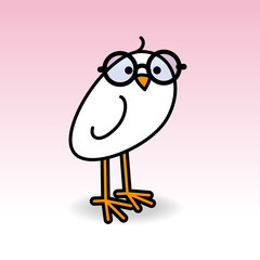 White Chick Wearing Round Black Spectacles Turning Head