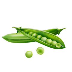 Green peas on white background