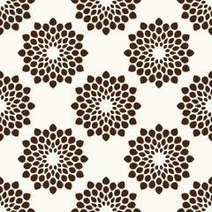 Vector seamless pattern. Stylish textile print with abstract flowers. Oriental floral fabric background.
