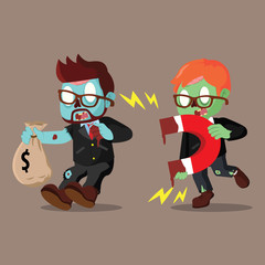 zombie businessman magneting other businessman