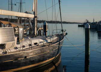 Black Sail Boat. Lakes Entrance