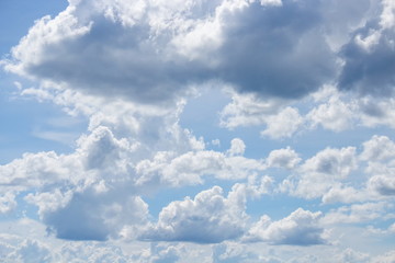 blue sky with big white cloud, and motion raincloud in nature for background beautiful