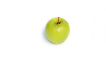 green apple ripe fruit on white background