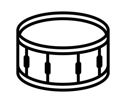 Snare drum or side drum musical instrument line art vector icon for music apps and websites