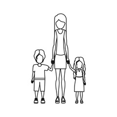 people woman with her children icon, vector illustration design