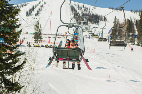 Two girls on a ski-lift