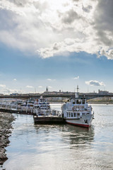 Fototapeta premium Tourist boats on the river Danube, Budapest, Hungary