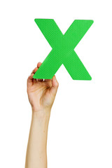 Hände halten Buchstaben - X
