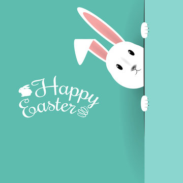 Beautiful Easter Hare on blue background. Vector Illustration