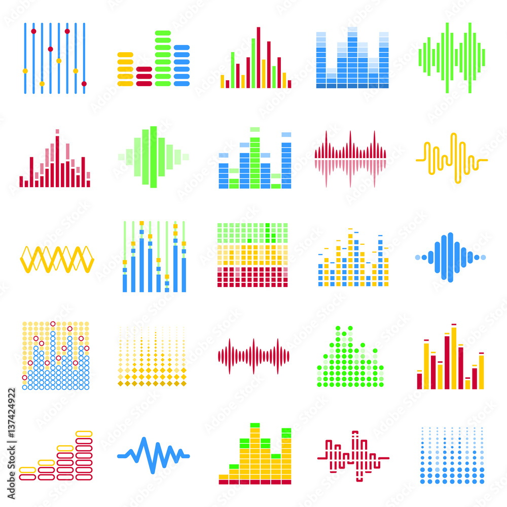 Wall mural equalizer color graphic theme vector icons set