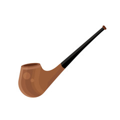 Smoking pipe vector icon in flat design style. Wooden tobacco tool symbol.
