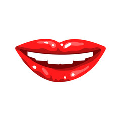 Lips smile or kiss red woman lipstick vector icon