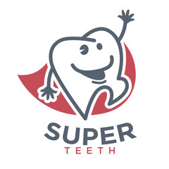 Obraz premium Cartoon tooth vector logo template children dentistry dental product