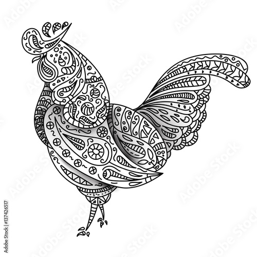 vintage vector rooster with tribal ornaments symbol of 2017 year vintage vector rooster with tribal ornaments symbol of 2017 year